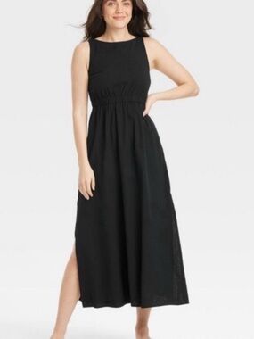 Universal Thread Black Sleeveless Maxi Dress with Elastic Waist